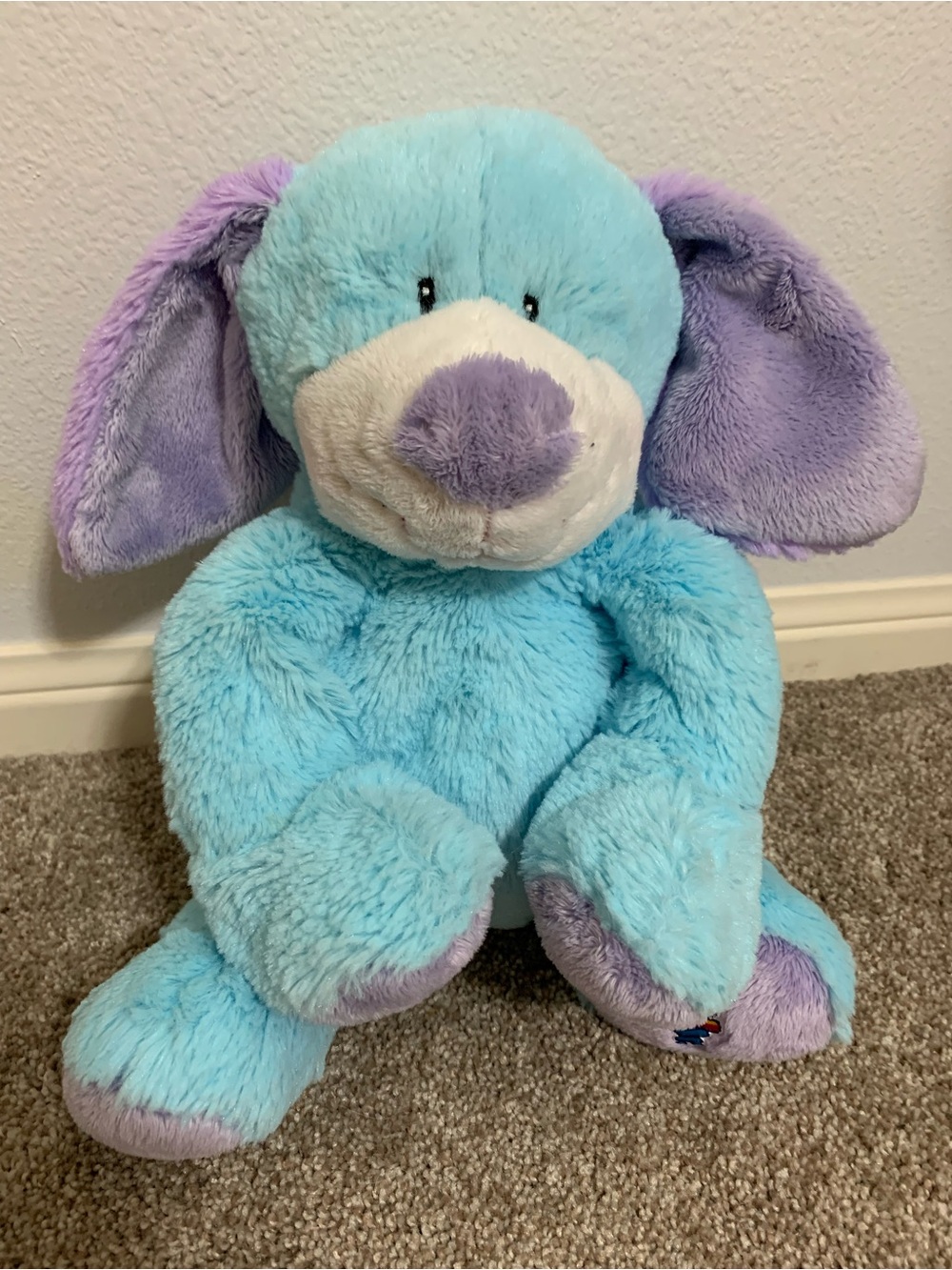 Ganz Webkinz Jr. Blue Purple 12" Puppy Dog Plush Stuffed Animal NO CODE